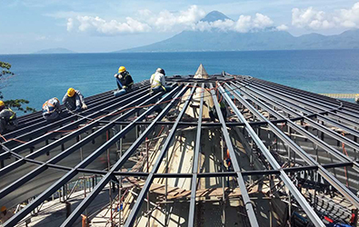 Construction of grid structure on the top of silo