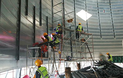 Construction of spiral silo body 